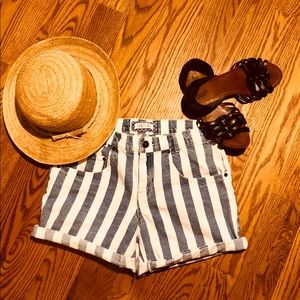 High rise denim shorts